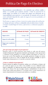 MainStreet Cash Pay Billing Policy Spanish