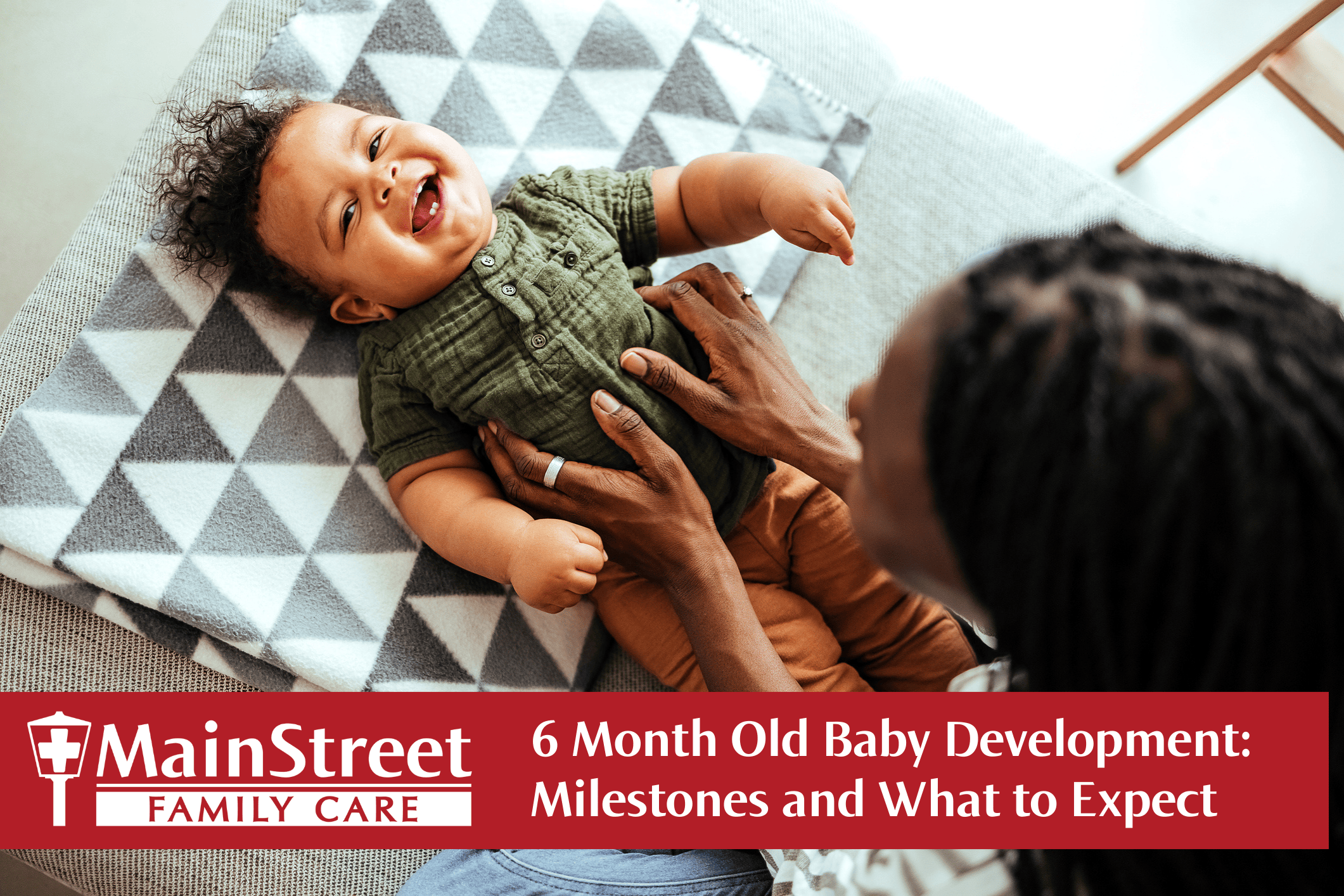 6 month old baby with his mom for featured image on 6 Month Old Baby Development: Milestones and What to Expect blog post